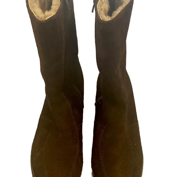 Bama Lams Echtes Lammfell Brown Suede With Sheepskin Lining Sz 9 Boot Zipper Vtg - Picture 3 of 12